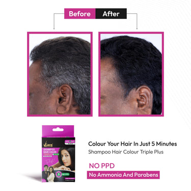 Vcare Shampoo Hair Color, Black, 25ml-Colors and deeply nourishes your hair-Enriched with growth factors & antioxidants, Ammonia-free, Sulphate free (Pack of 2)